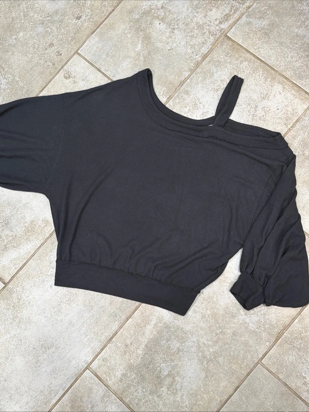 NWT Free People We The Free Flaunt It Pullover Black Off The Shoulder Top Size S